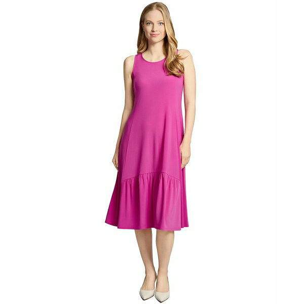 ジョーンズニューヨーク レディース ワンピース トップス Women's Round-Neck Ruffle-Hem Tank Dress Bright Orchid