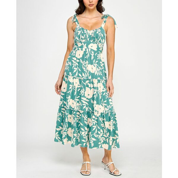 ȥå ǥ ԡ ȥåץ Juniors' Printed Ruffled Sleeveless Midi Dress G...