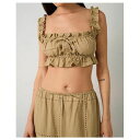 ウィ ウォー ワット レディース カットソー トップス Women's Ruffle Button Crop Top Oat multi(4)