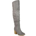 ジャーニーコレクション レディース ブーツ シューズ Women's Kaison Stacked Heel Over The Knee Boots Gray