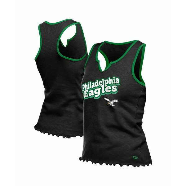 ˥塼 ǥ åȥ ȥåץ Women's Black Philadelphia Eagles Lettuce Hem N...