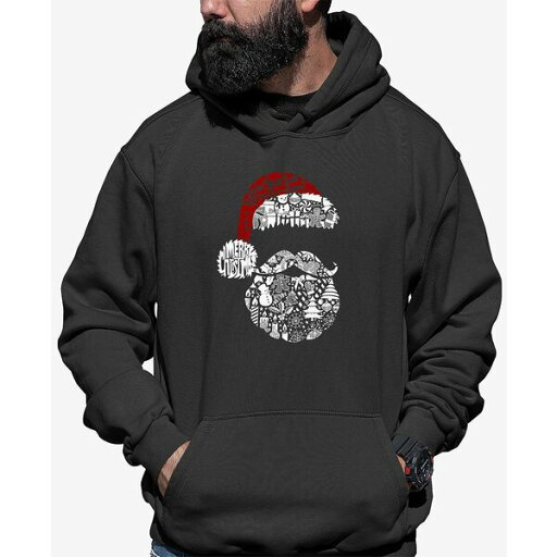 エルエーポップアート メンズ パーカー・スウェットシャツ アウター Men's Santa Pics Word Art Hooded Sweatshirt Dark gray エルエーポップアート メンズ パーカー・スウェットシャツ アウター Men's Santa Pics Word Art Hooded Sweatshirt Dark gray