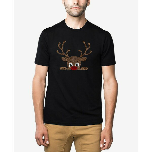 륨ݥåץ   ȥåץ Men's Peeking Reindeer Premium Blend Word Art ...