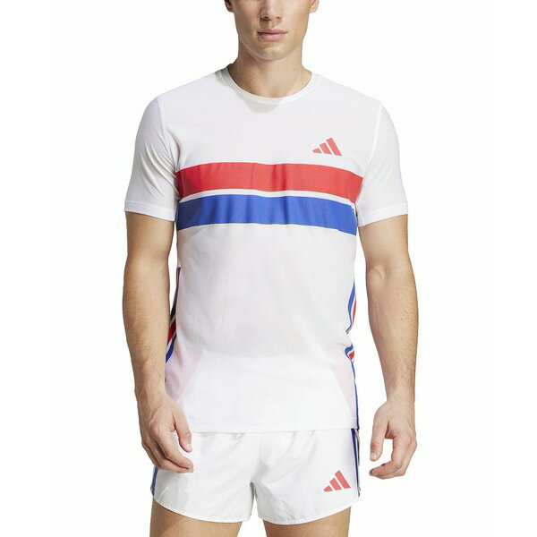ǥ   ȥåץ Men's Slim-Fit Adizero Graphic T-Shirt White