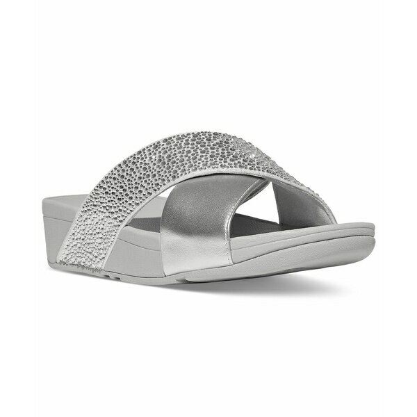 フィットフロップ レディース サンダル シューズ Women's Lulu Embellished Metallic Crisscross Slide Sandals Silver