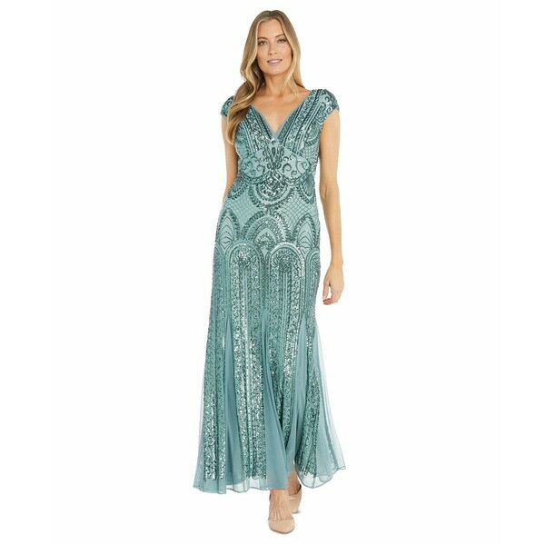 アールアンドエムリチャーズ レディース ワンピース トップス Women's Sequin Embellished Gown Seafoam