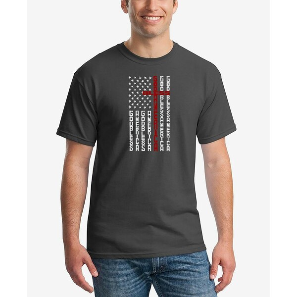 륨ݥåץ   ȥåץ Men's Cross Flag Word Art T-Shirt Gray
