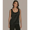 ダナ キャラン ニューヨーク レディース カットソー トップス Women's Satin Scoop-Neck Tank Top Black