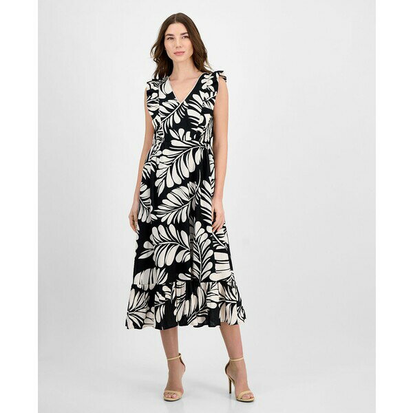 󥯥饤 ǥ ԡ ȥåץ Women's Printed Sleeveless V-Neck Midi Dress A...