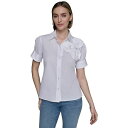 カールラガーフェルド レディース カットソー トップス Women's Cotton Floral-Appliqu Shirt White