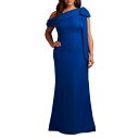 タダシショージ レディース ワンピース トップス Plus Size Cassia Bow-Shoulder Crepe Gown Blue