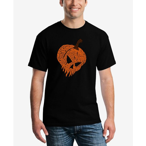 エルエーポップアート メンズ シャツ トップス Men's Evil Pumpkin Word Art T-Shirt Black