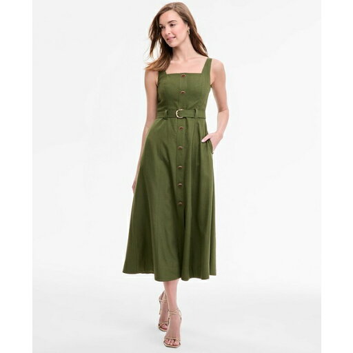 テイラー レディース ワンピース トップス Women's Square-Neck Button-Front A-Line Dress Fern テイラー レディース ワンピース トップス Women's Square-Neck Button-Front A-Line Dress Fern