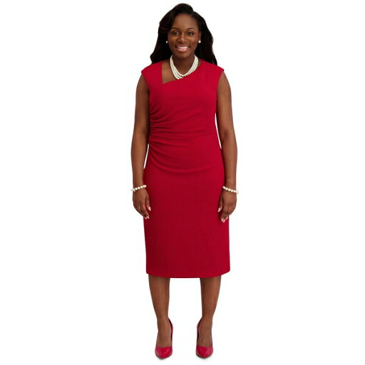 カスパー レディース ワンピース トップス Women's Asymmetrical-Neck Midi Dress, Regular & Plus Sizes Crimson カスパー レディース ワンピース トップス Women's Asymmetrical-Neck Midi Dress, Regular & Plus Sizes Crimson