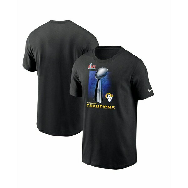 ナイキ メンズ シャツ トップス Men's Black Los Angeles Rams Super Bowl LVI Champions Lombardi Trophy T-shirt Black