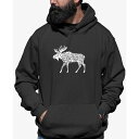 エルエーポップアート メンズ パーカー・スウェットシャツ アウター Men's Moose Word Art Long Sleeve Hooded Sweats...