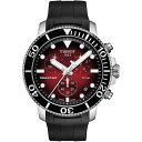 ティソット メンズ 腕時計 アクセサリー Men's Swiss Chronograph Seastar 1000 Black Silicone Strap Watch 45.5mm Red Gradient その1