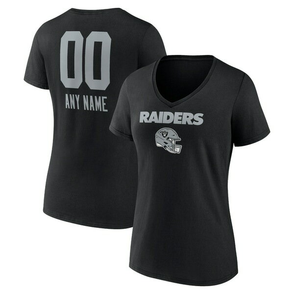 ファナティクス レディース Tシャツ トップス Las Vegas Raiders Fanatics Branded Women's Personalized Name & Number Team Wordmark VNeck TShirt Black