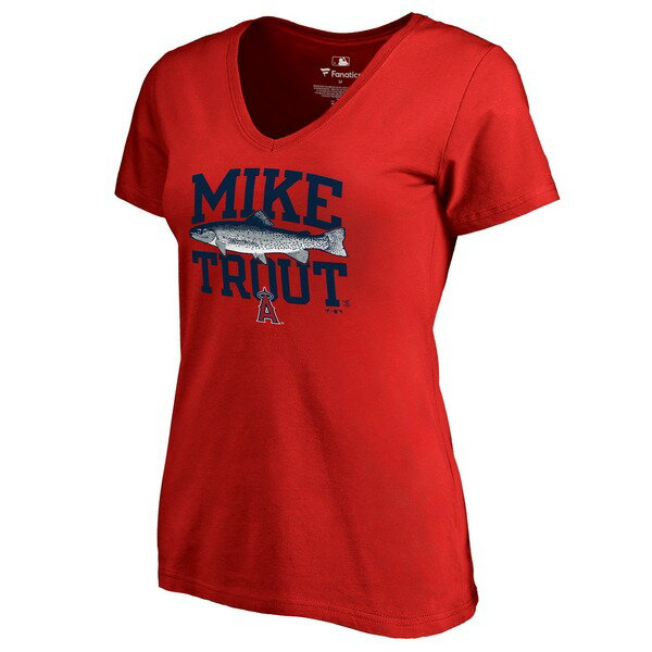 ファナティクス レディース Tシャツ トップス Mike Trout Los Angeles Angels Fanatics Branded Women's Player Hometown Collection VNeck TShirt Red