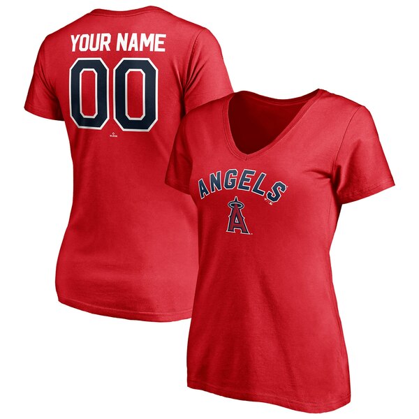 եʥƥ ǥ T ȥåץ Los Angeles Angels Fanatics Branded Women's Personalized Winning Streak Name &Number VNeck TShirt Red