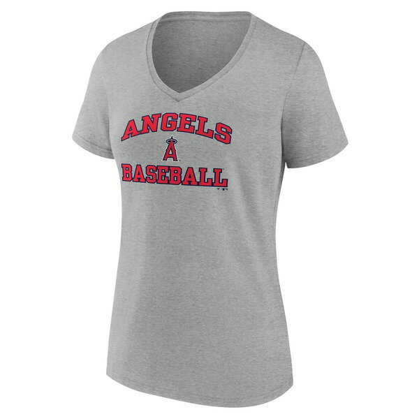 ファナティクス レディース Tシャツ トップス Los Angeles Angels Fanatics Branded Women's Heart and Soul VNeck TShirt Gray