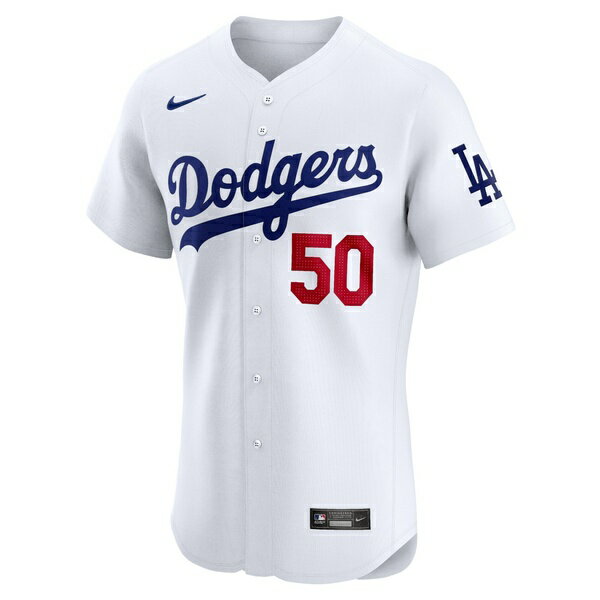 ナイキ メンズ ユニフォーム トップス Mookie Betts Los Angeles Dodgers Nike Home Elite Jersey White