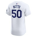 ナイキ メンズ ユニフォーム トップス Mookie Betts Los Angeles Dodgers Nike Home Elite Jersey White 2