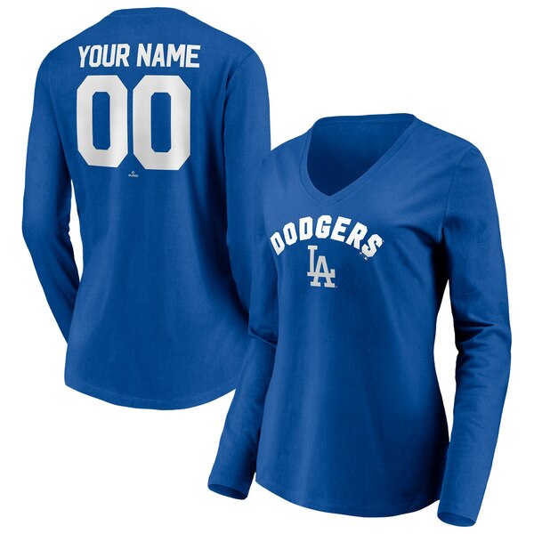 t@ieBNX fB[X TVc gbvX Los Angeles Dodgers Fanatics Branded Women's Personalized Winning Streak Name & Number Long Sleeve VNeck TShirt Royal