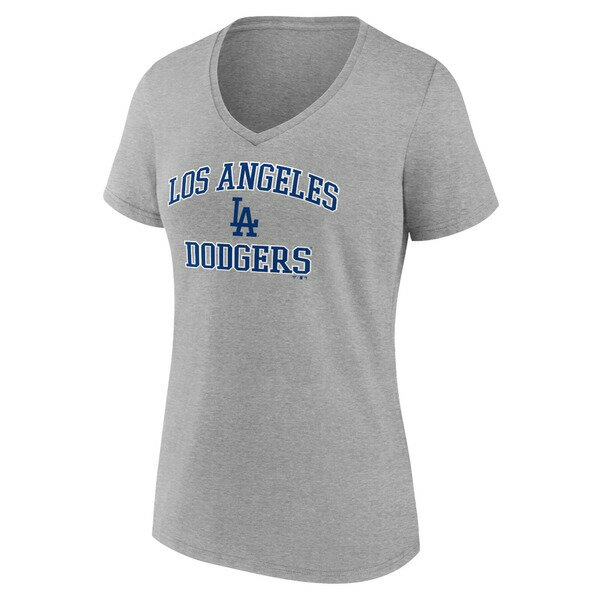 t@ieBNX fB[X TVc gbvX Los Angeles Dodgers Fanatics Branded Women's Heart and Soul VNeck TShirt Gray