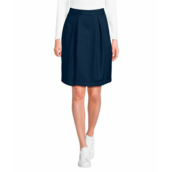 ランズエンド レディース スカート ボトムス Women's Solid Pleated Skort Top of Knee Academic classic navy