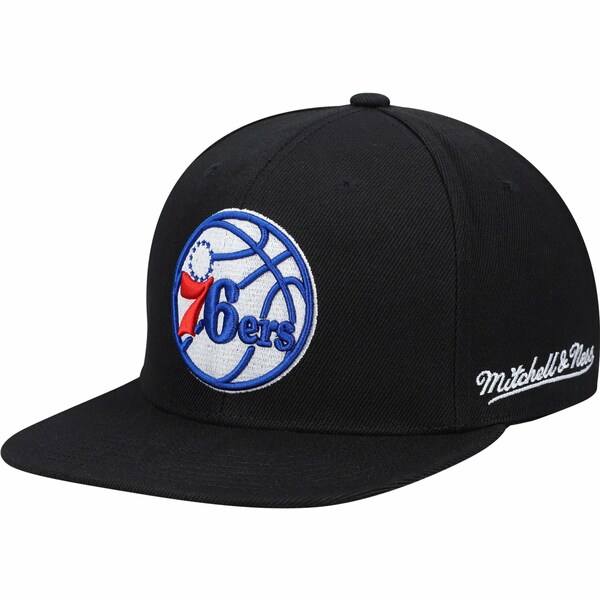 ミッチェル＆ネス ミッチェル&ネス メンズ 帽子 アクセサリー Philadelphia 76ers Mitchell & Ness English Dropback Snapback Hat Black