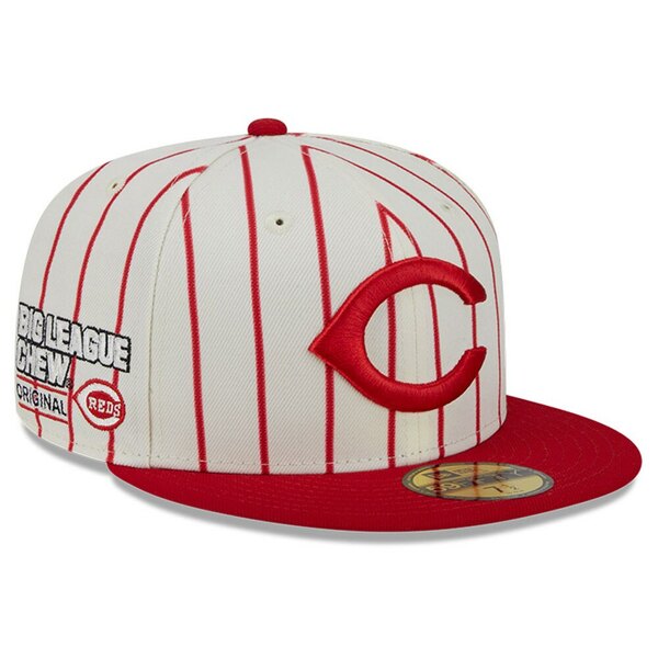 j[G Y Xq ANZT[ Cincinnati Reds New Era Big League Chew Team 59FIFTY Fitted Hat Cream