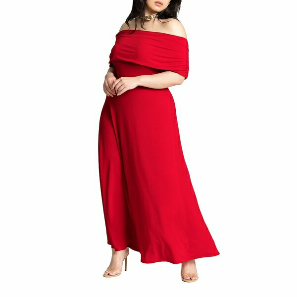 エロクイ レディース ワンピース トップス Women's Plus Size Off The Shoulder Maxi Dress Equestrian red