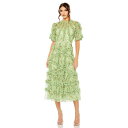 マックダガル レディース ワンピース トップス Women's Floral Flutter Sleeve Mesh Print Dress Sage multi
