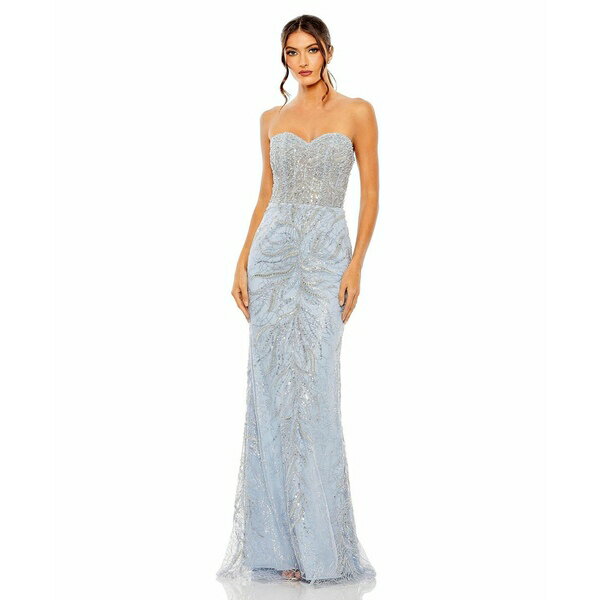 マックダガル レディース ワンピース トップス Women's Strapless Embellished Gown Powder blue