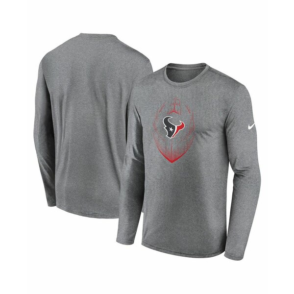ナイキ メンズ シャツ トップス Men's Heather Gray Houston Texans Legend Icon Long Sleeve T-Shirt Heather Gray