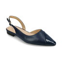 ジャーニーコレクション レディース サンダル シューズ Women's Daphnne Slingback Pointed Cap Toe Flats Navy