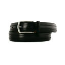 ジョンストンアンドマーフィー メンズ ベルト アクセサリー Men's Double Leather Belt Black Vegetable-Tanned C...