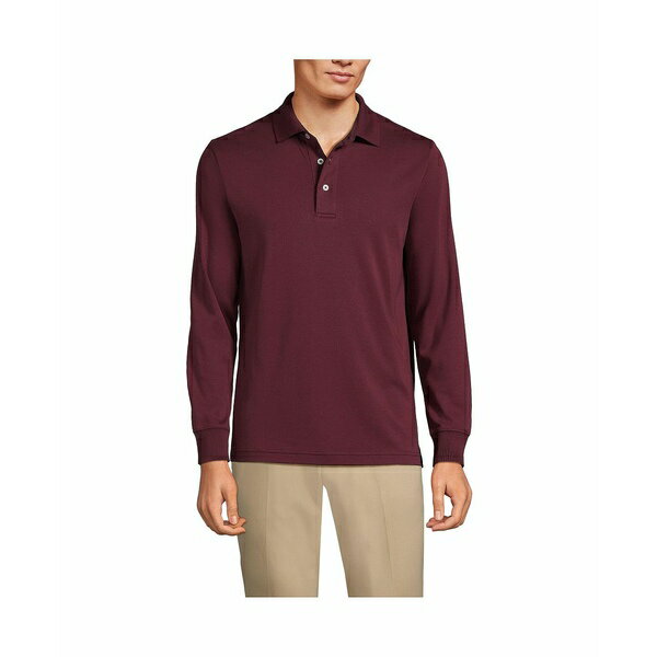 ランズエンド メンズ シャツ トップス Big & Tall Long Sleeve Cotton Supima Polo Shirt Royal burgundy