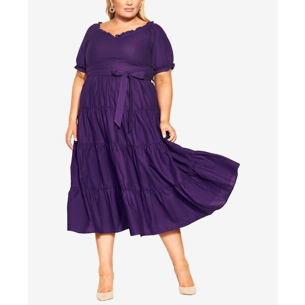 シティーシック レディース ワンピース トップス Plus Size Puffed Sleeve Maxi Dress Blush