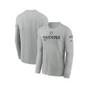 ナイキ メンズ シャツ トップス Men's Gray Las Vegas Raiders 2024 Salute To Service Long Sleeve T-Shirt Gray(4)