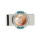 アメリカンコイントレジャー メンズ 財布 アクセサリー Men's Finland 2 Euro Coin Turquoise Money Clip Silver