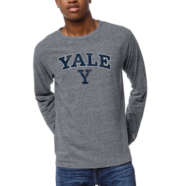 リーグカレッジエイトウェア メンズ Tシャツ トップス Yale Bulldogs League Collegiate Wear 1965 Victory Falls Long Sleeve TriBlend TShirt Heather Gray