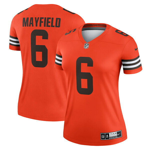 ナイキ レディース ユニフォーム トップス Baker Mayfield Cleveland Browns Nike Women's Inverted Legend Jersey Orange