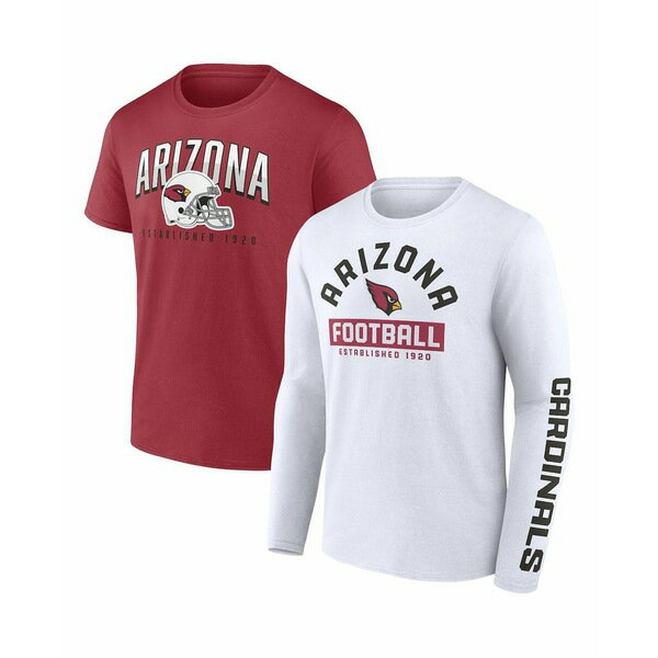 ファナティクス メンズ シャツ トップス Men's Cardinal, White Arizona Cardinals Long and Short Sleeve Two-Pack T-shirt Cardinal, White
