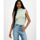 マッデンガール レディース カットソー トップス Juniors' Ruched Mock-Neck Sleeveless Bodysuit Desert Sage(4)
