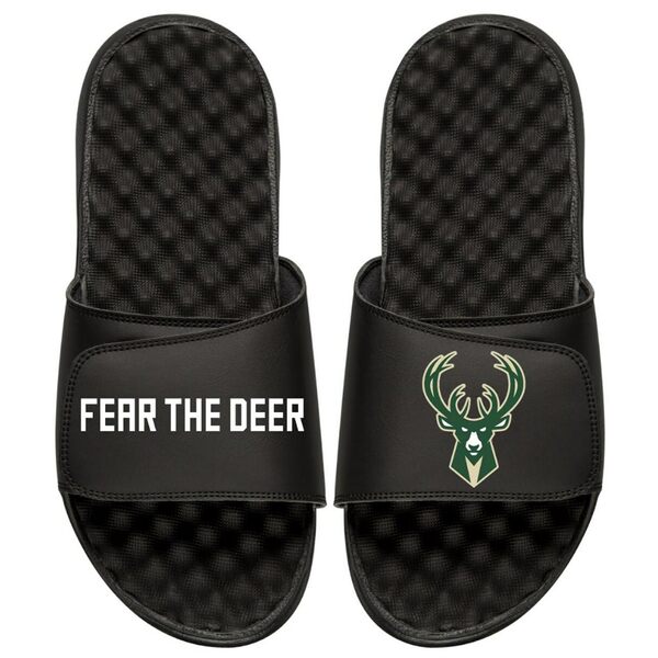 アイスライド メンズ サンダル シューズ Milwaukee Bucks ISlide Team Slogan Slide Sandals Black 1