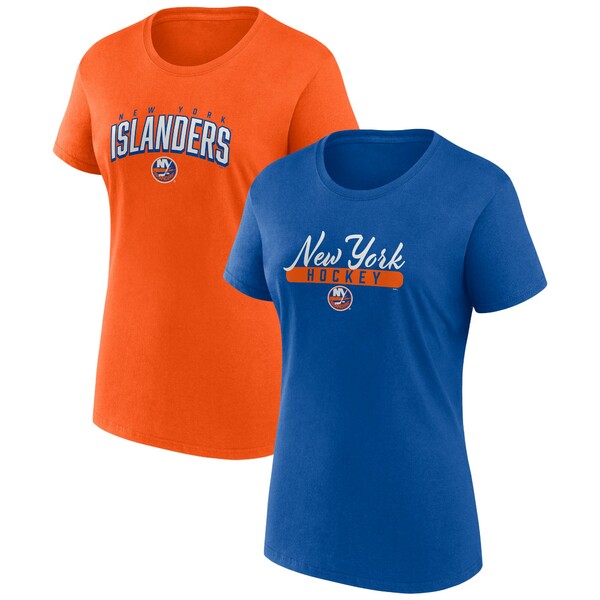 ファナティクス レディース Tシャツ トップス New York Islanders Fanatics Branded Women 039 s TwoPack Fan Tshirt Set Royal/Orange