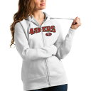 アンティグア レディース パーカー・スウェットシャツ アウター San Francisco 49ers Antigua Women's Wordmark Victory FullZip Hoodie White