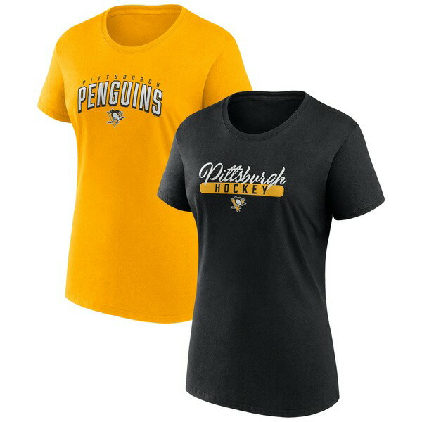 ファナティクス レディース Tシャツ トップス Pittsburgh Penguins Fanatics Branded Women 039 s TwoPack Fan Tshirt Set Black/Gold